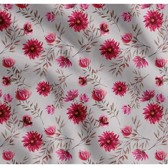Soimoi Cotton Poplin Fabric Leaves & Aster Floral Print Fabric by the Yard 56 Inch Wide