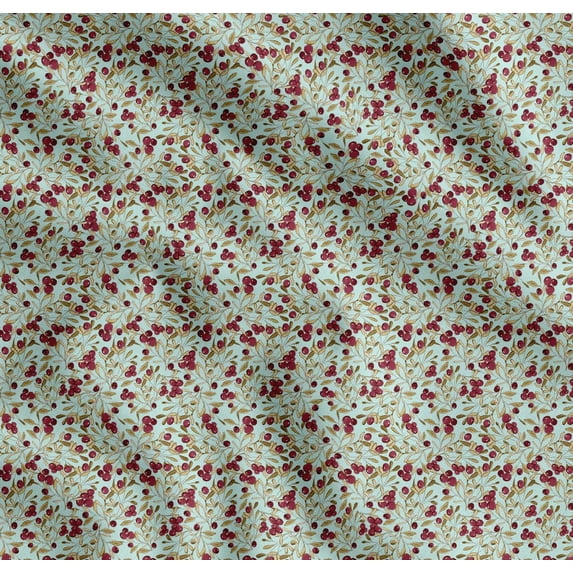 Soimoi Cotton Poplin Fabric Leaves & Berries Fruits Decor Fabric Printed Yard 42 Inch Wide