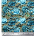 thumbnail image 1 of Soimoi Cotton Poplin Fabric Leaves,Butterfly & Peony Floral Print Fabric by Yard 42 Inch Wide, 1 of 1