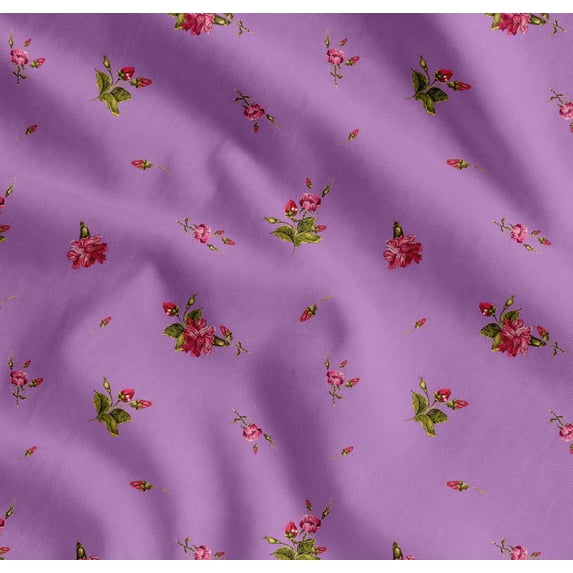 Soimoi Cotton Poplin Fabric Leaves & Carnation Floral Print Fabric by The Yard 42 Inch Wide