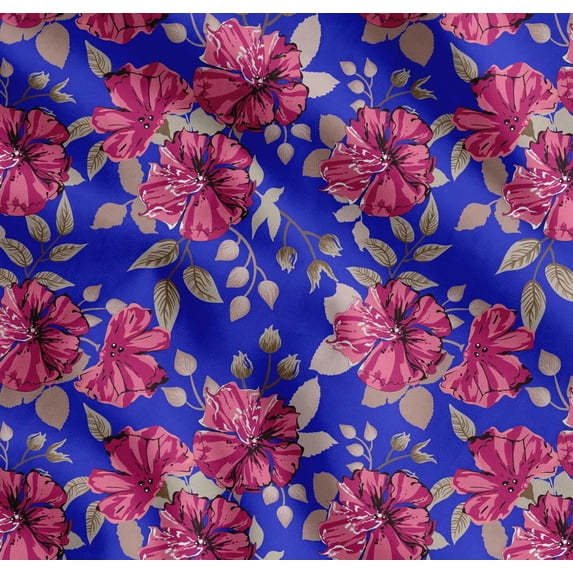 Soimoi Cotton Poplin Fabric Leaves & Carnation Floral Print Fabric by the Yard 56 Inch Wide