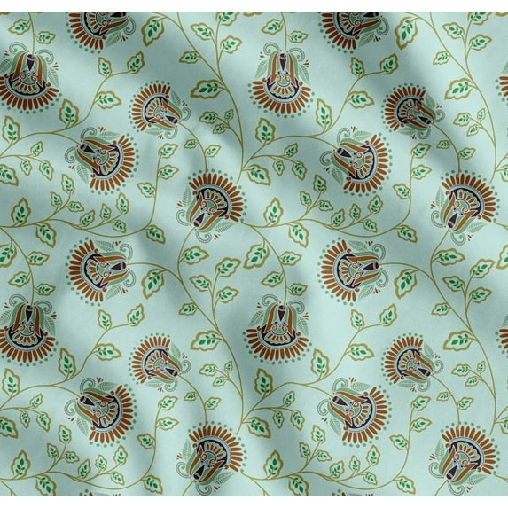 Soimoi Cotton Poplin Fabric Leaves & Floral Artistic Print Fabric by The Yard 42 Inch Wide