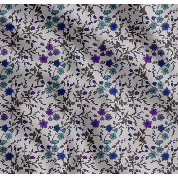 Soimoi Cotton Poplin Fabric Leaves & Floral Artistic Print Fabric by The Yard 56 Inch Wide
