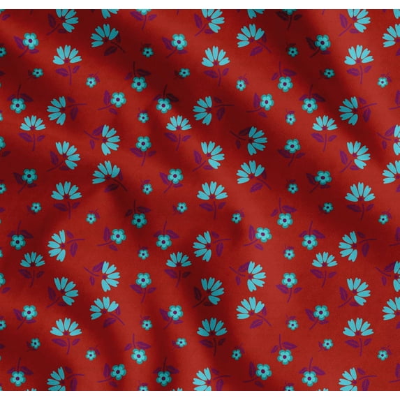 Soimoi Cotton Poplin Fabric Leaves & Floral Artistic Printed Fabric 1 Yard 42 Inch Wide