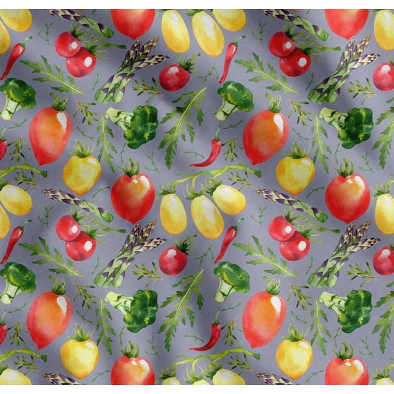 Soimoi Cotton Poplin Fabric Leaves & Mix Vegetable Print Fabric by Yard 56 Inch Wide