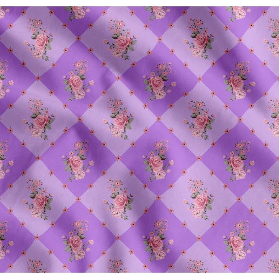 Soimoi Cotton Poplin Fabric Leaves, & Rose Floral Print Fabric by Yard 42 Inch Wide