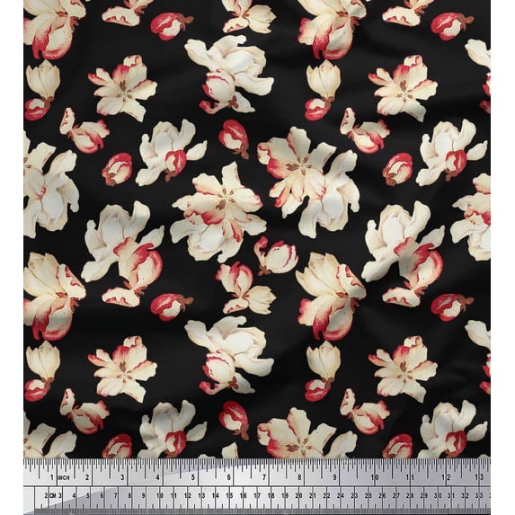 Soimoi Cotton Poplin Fabric Magnolia Floral Fabric Prints by Yard 42 Inch Wide