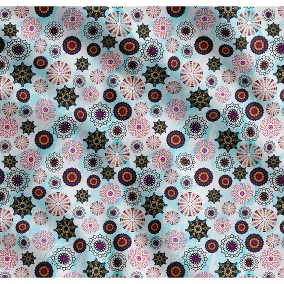 Soimoi Cotton Poplin Fabric Mandala Kaleidoscope Print Sewing Fabric Yard 56 Inch Wide