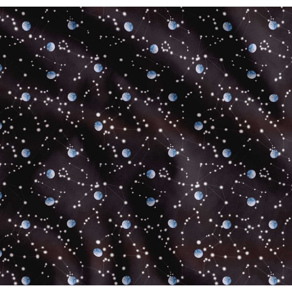 Soimoi Cotton Poplin Fabric Moon & Galaxy Printed Fabric 1 Yard 42 Inch Wide