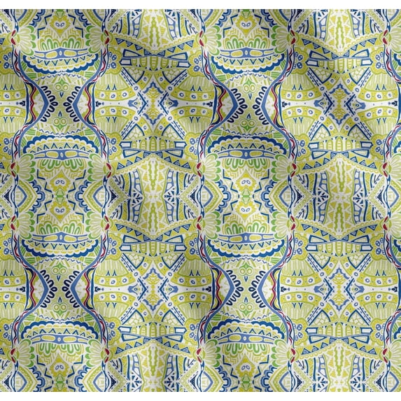 Soimoi Cotton Poplin Fabric Moroccan Mosaic Print Fabric by the Yard 42 Inch Wide