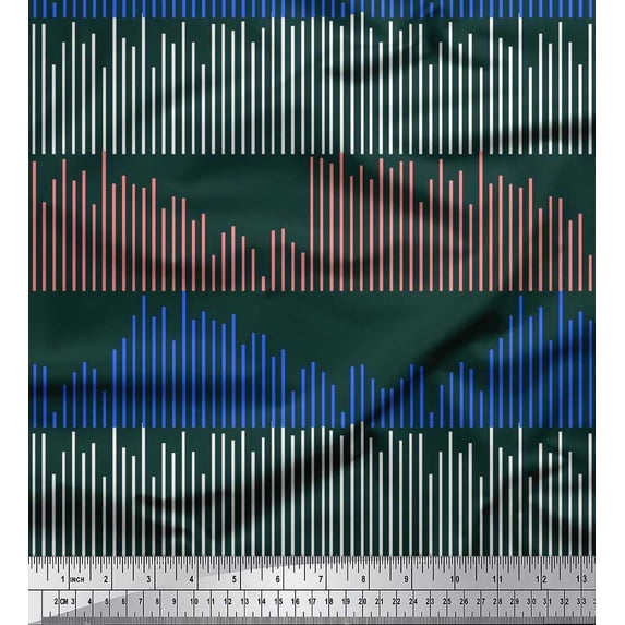 Soimoi Cotton Poplin Fabric Musical Sound Wave Lines Shirting Print Sewing Fabric Yard 42 Inch Wide