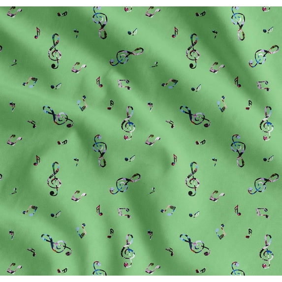 Soimoi Cotton Poplin Fabric Notes Musical Instrument Decor Fabric Printed Yard 56 Inch Wide