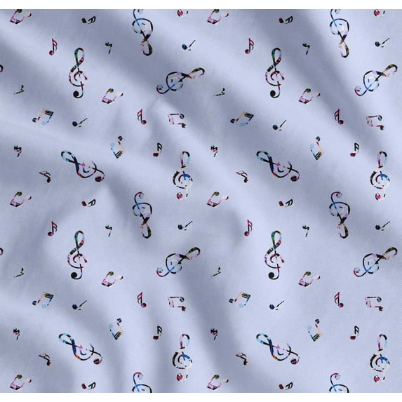 Soimoi Cotton Poplin Fabric Notes Musical Instrument Printed Craft Fabric by The Yard 42 Inch Wide