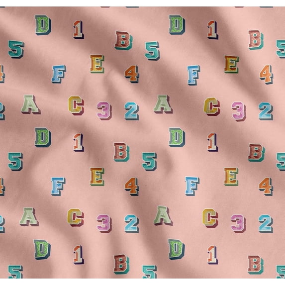 Soimoi Cotton Poplin Fabric Numbers & Alphabets Text Print Fabric by Yard 56 Inch Wide