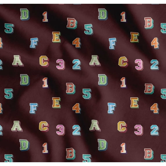 Soimoi Cotton Poplin Fabric Numbers & Alphabets Text Print Sewing Fabric Yard 56 Inch Wide
