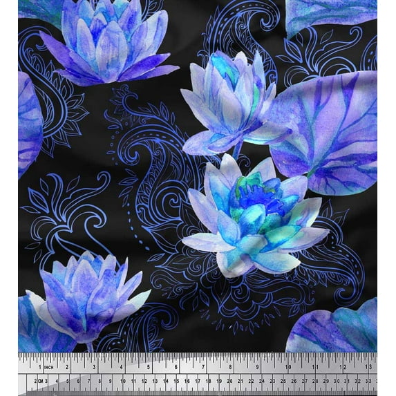 Soimoi Cotton Poplin Fabric Paisley,Leaves & Lotus Flower Fabric Prints by Yard 42 Inch Wide