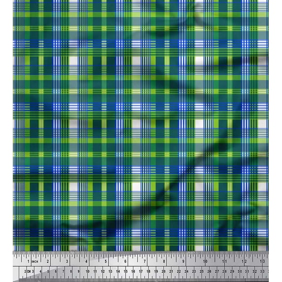 Soimoi Cotton Poplin Fabric Plaid Check Print Fabric by Yard 42 Inch Wide