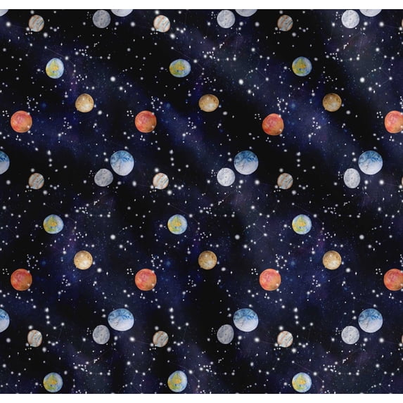 Soimoi Cotton Poplin Fabric Planet Galaxy Printed Craft Fabric by the Yard 42 Inch Wide