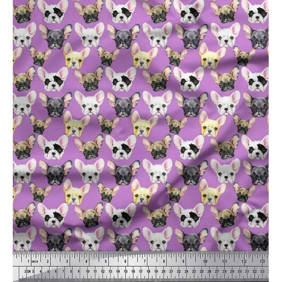 Soimoi Cotton Poplin Fabric Puppy Face Dog Fabric Prints By Yard 56 Inch Wide