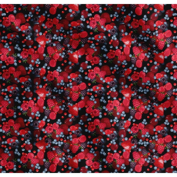 Soimoi Cotton Poplin Fabric Raspberry,Strawberry & Cherry Fruits Decor Fabric Printed Yard 42 Inch Wide