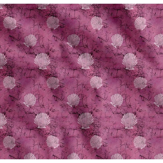 Soimoi Cotton Poplin Fabric Seashell & Texture Print Fabric by the Yard 56 Inch Wide