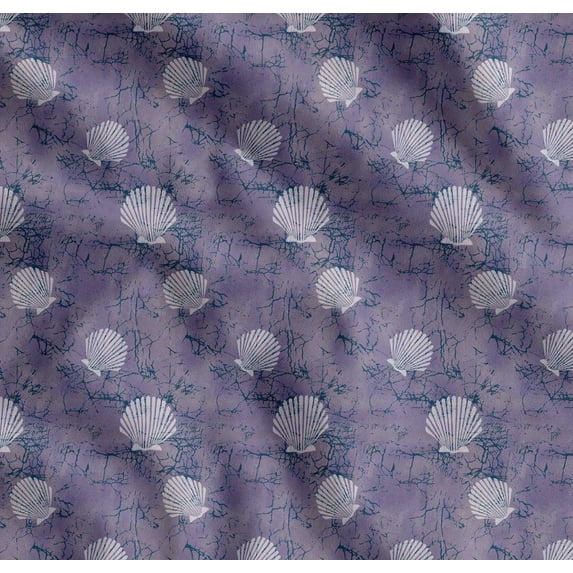 Soimoi Cotton Poplin Fabric Seashell & Texture Printed Craft Fabric by the Yard 56 Inch Wide