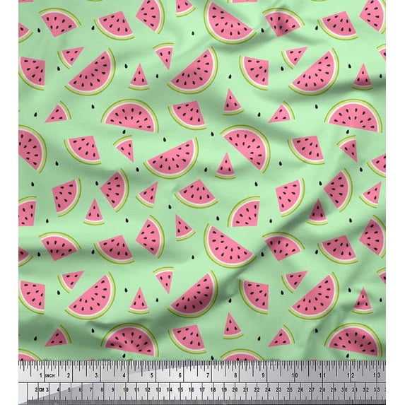 Soimoi Cotton Poplin Fabric Seeds & Watermelon Fruits Print Fabric by Yard 42 Inch Wide
