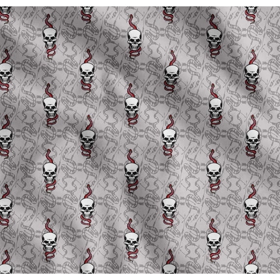 Soimoi Cotton Poplin Fabric Snake,Arrow & Skull Decor Fabric Printed Yard 56 Inch Wide
