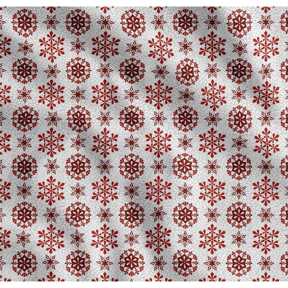 Soimoi Cotton Poplin Fabric Snow Flakes Floral Print Fabric by the Yard 56 Inch Wide