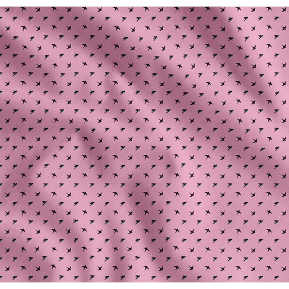 Soimoi Cotton Poplin Fabric Swallow Bird Small Print Sewing Fabric Yard 42 Inch Wide