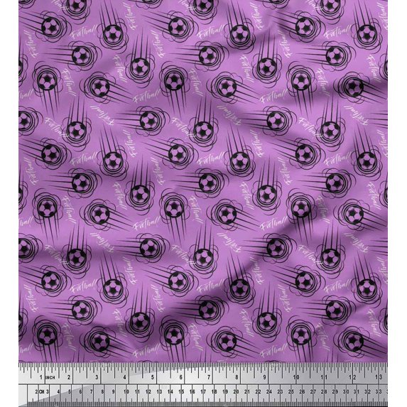 Soimoi Cotton Poplin Fabric Text & Football Sports Print Fabric by Yard 42 Inch Wide