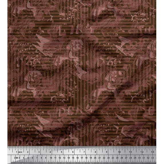 Soimoi Cotton Poplin Fabric Texture & Greek Key Geometric Print Fabric by The Yard 42 Inch Wide