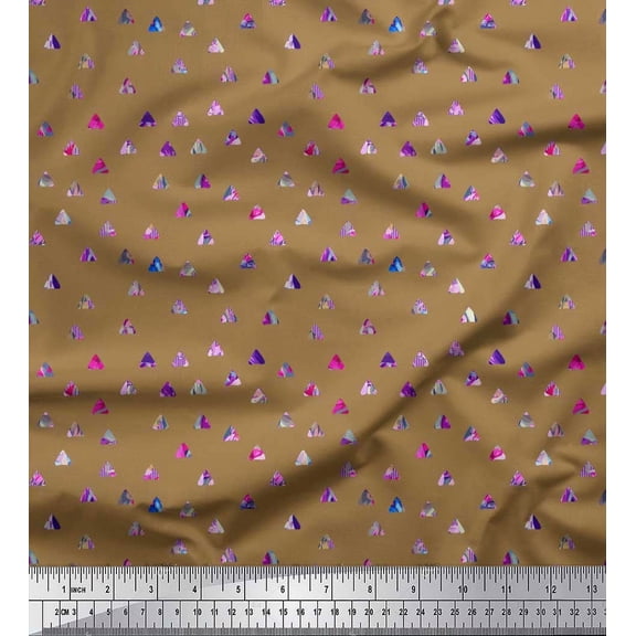 Soimoi Cotton Poplin Fabric Texture & Triangle Geometric Printed Fabric 1 Yard 42 Inch Wide