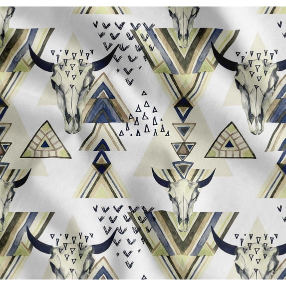 Soimoi Cotton Poplin Fabric Triangle & Animal Face Decor Fabric Printed Yard 42 Inch Wide