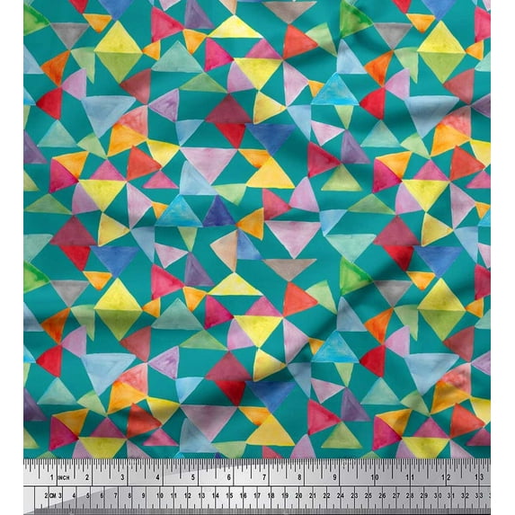 Soimoi Cotton Poplin Fabric Triangle Geometric Print Fabric by Yard 56 Inch Wide