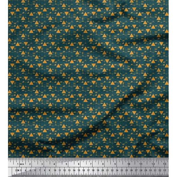 Soimoi Cotton Poplin Fabric Triangle & Vehicles Shirting Decor Fabric Printed Yard 42 Inch Wide