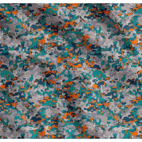 Soimoi Cotton Poplin Fabric Two Tone With Grey Camouflage Print Fabric by the Yard 42 Inch Wide