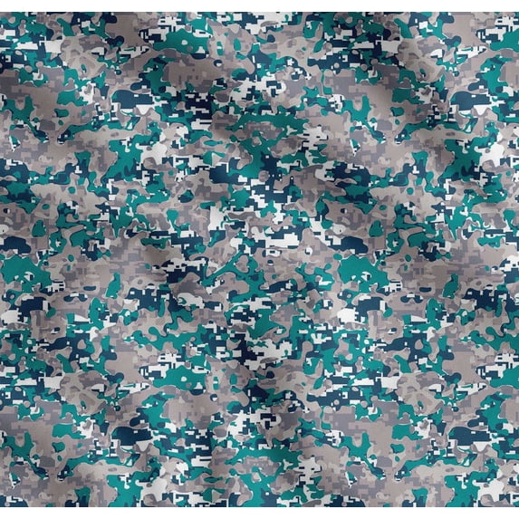 Soimoi Cotton Poplin Fabric Two Tone With Grey Camouflage Printed Fabric 1 Yard 56 Inch Wide
