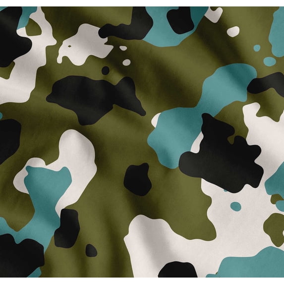 Soimoi Cotton Poplin Fabric Two Tone With White Camouflage Print Fabric by the Yard 42 Inch Wide