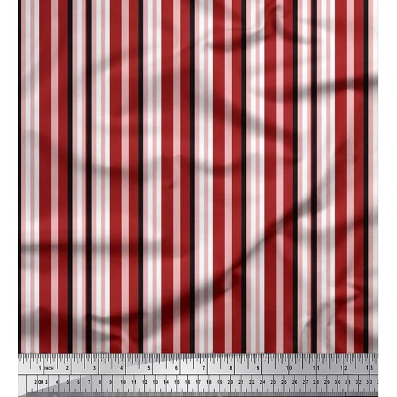 Soimoi Cotton Poplin Fabric Vertical Stripe Printed Fabric 1 Yard 56 Inch Wide