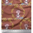 thumbnail image 1 of Soimoi Cotton Poplin Fabric Wreath & Bear Animal Print Fabric by The Yard 42 Inch Wide, 1 of 1