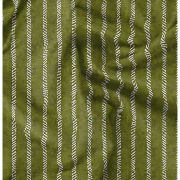 Soimoi Cotton Poplin Green Fabric By the Yard - 42 Inch Wide - Tie & Dye Paisley Botanical - Nature's Enhanced with Paisley & Stripes Patterns and Leaves Printed Fabric