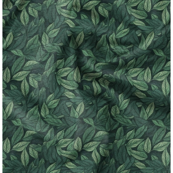 Soimoi Cotton Poplin Green Fabric By the Yard - 42 Inch Wide - Laurel Leaves Fabric - Timeless and Classic Designs for Home Decor Printed Fabric