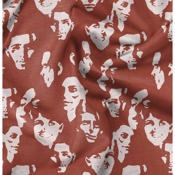 Soimoi Cotton Poplin Orange Fabric By the Yard - 42 Inch Wide - Human Face Textile - Artistic Human Face Patterns for Stylish Creations Printed Fabric