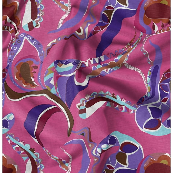 Soimoi Cotton Poplin Pink Fabric - By the Yard - 42 Inch Wide - Abstract Irregular - Print Fabric Inspired Elegance for Apparel and Decor Printed Fabric