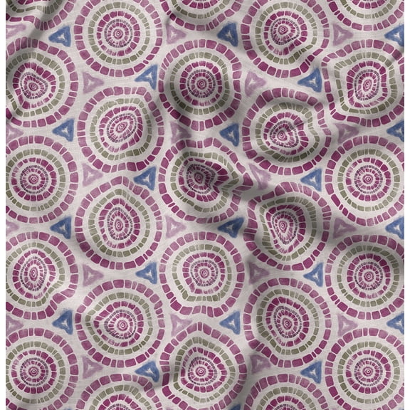 Soimoi Cotton Poplin Pink Fabric By the Yard - 42 Inch Wide - Geometric Tie & Dye - Geo Harmony: Geometric Patterns in Tie & Dye Printed Fabric