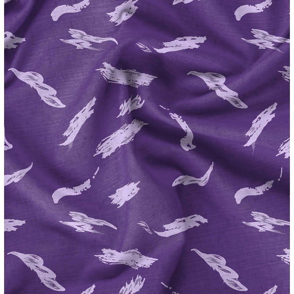 Soimoi Cotton Poplin Purple Fabric - By the Yard - 42 Inch Wide - Brush Stroke Abstract Textile - Expressive and Artistic Designs for Apparel and Decor Printed Fabric
