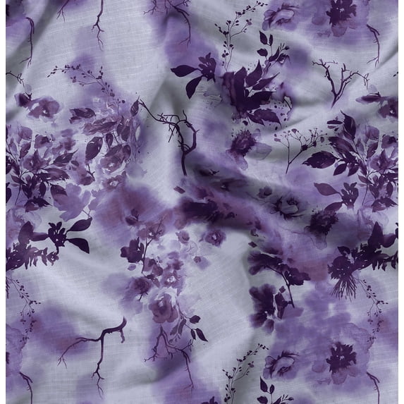 Soimoi Cotton Poplin Purple Fabric By the Yard - 42 Inch Wide -Florals Print Fabric - Elegant and Timeless Patterns for Fashion and Home Decor Printed Fabric