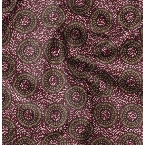Soimoi Cotton Poplin Red Fabric By the Yard - 42 Inch Wide - African Tribal Material - Artistic and Modern Patterns for Various Uses Printed Fabric
