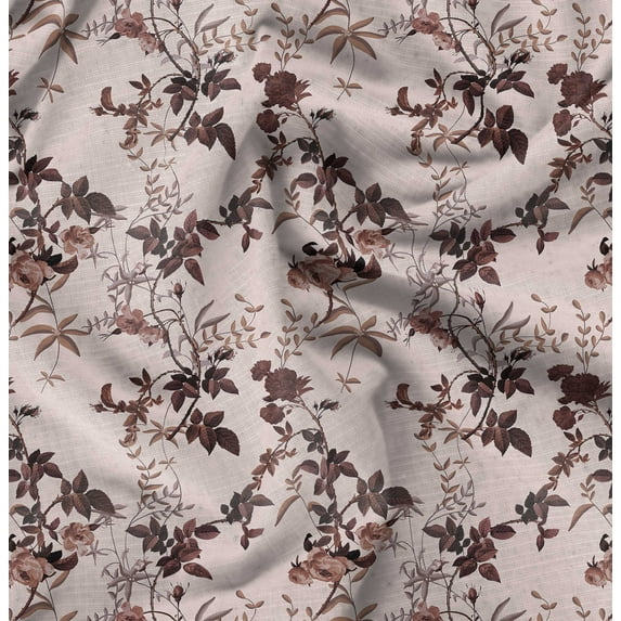 Soimoi Cotton Poplin Red Fabric By the Yard - 42 Inch Wide - Florals, Leaves Print Fabric - Elegant & Beautiful Patterns for Fashion and Home Decor Printed Fabric